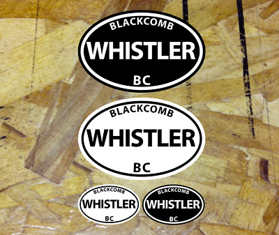 WHISTLER Blackcomb BC MTB Bike Ski Snow Oval Bumper Sticker Decal 4 for 1 - 3.8''