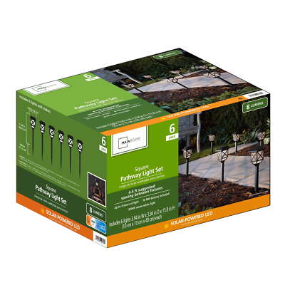 Solar Black Square 8 Lumens LED Landscape Pathway Light  (6 Count)