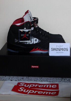 Supreme x Nike Air Jordan 5 Retro Black US 10.5 UK 9.5 NEW Supreme x Nike Air Jordan 5 Retro Black US 10.5 UK 9.5 NEW