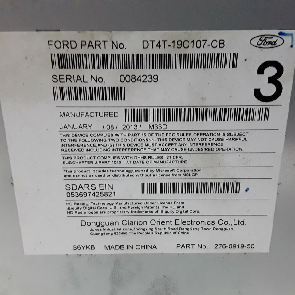13 2013 Ford Edge Lincoln MKX AM FM CD radio receiver OEM DT4T-19C107-CB - Image 3 of 3