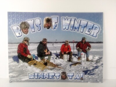 Ice Fishing Boys of Winter Funny Goofy Teeth Minnesota Completed Puzzle Large