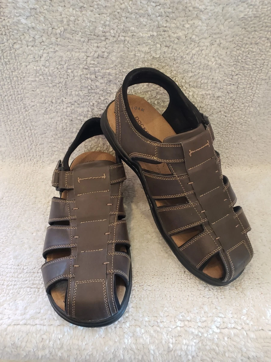 DOCKERS Brown Fisherman Sz13 Memory Foam Adjustable Fusion Footbed