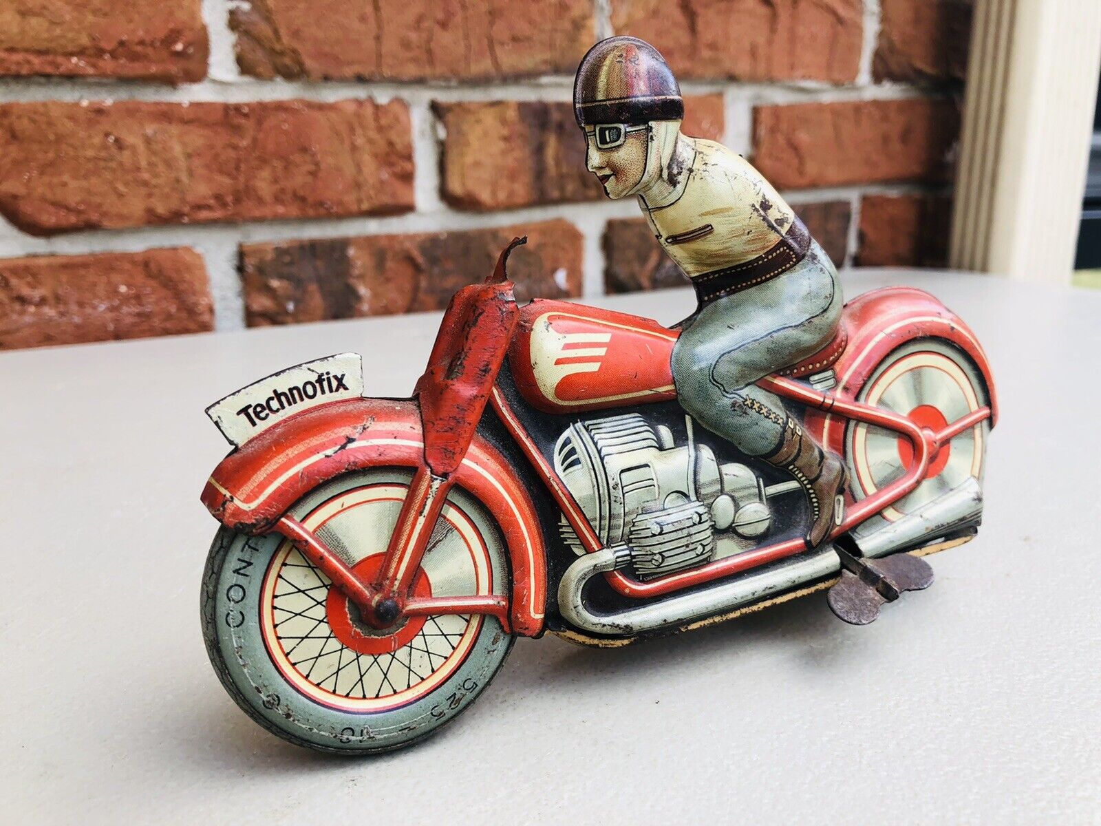 Antigo Brinquedo Francês Moto Corrida Technofix GE 1950s