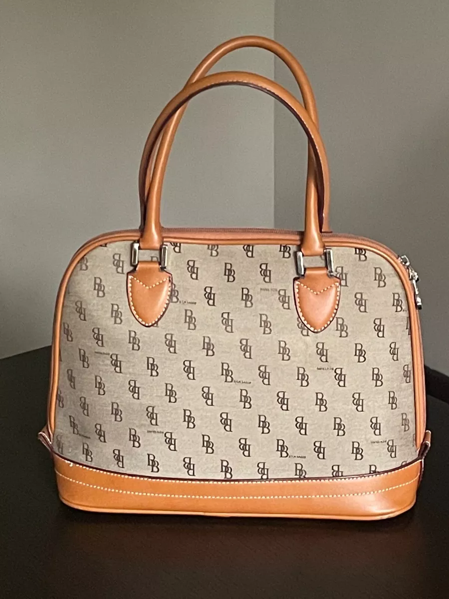 Brentano BB Monogram Satchel Handbag Canvas W Vegan Leather Trim