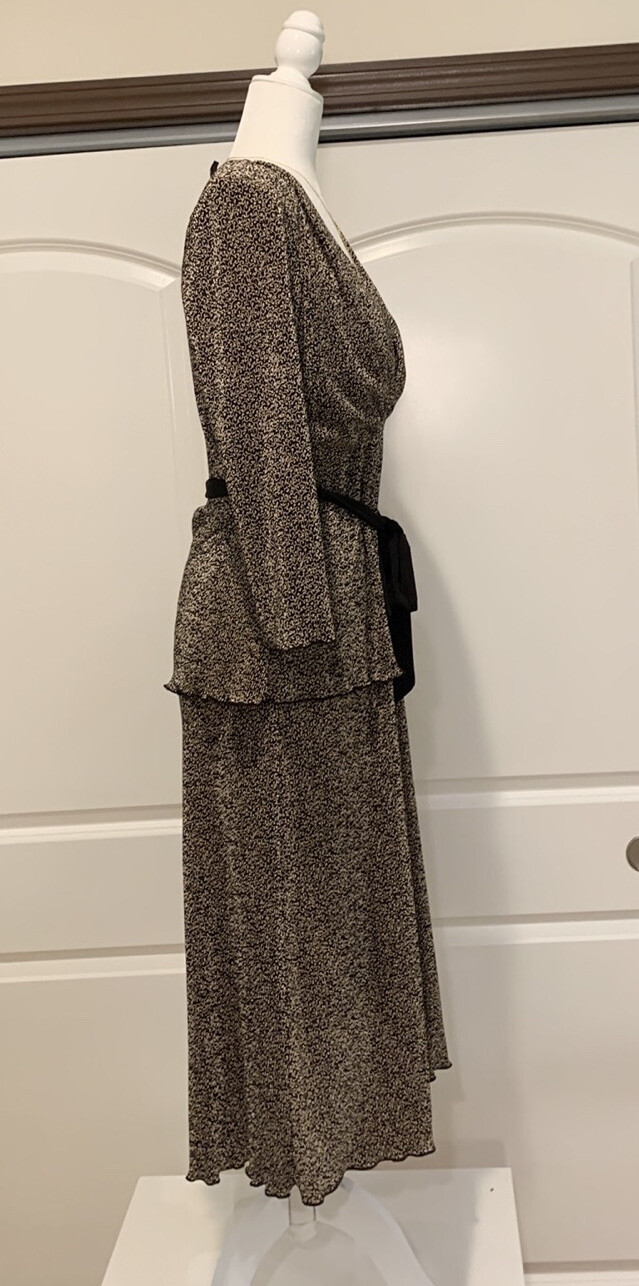 CONNECTED APPAREL BROWN PATTERNED SELF TIE BELTED… - image 3