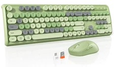 Wireless Keyboard and Mouse Combo 2.4GHz Cute Colorful WirelessFull-Size Retr...