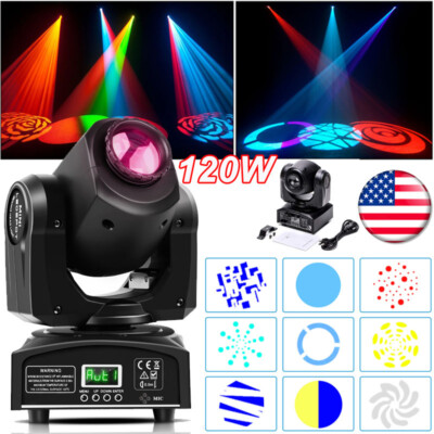 120W Moving Head Stage Light RGBW LED Beam 8GOBO Spot Light DMX DJ Disco Party