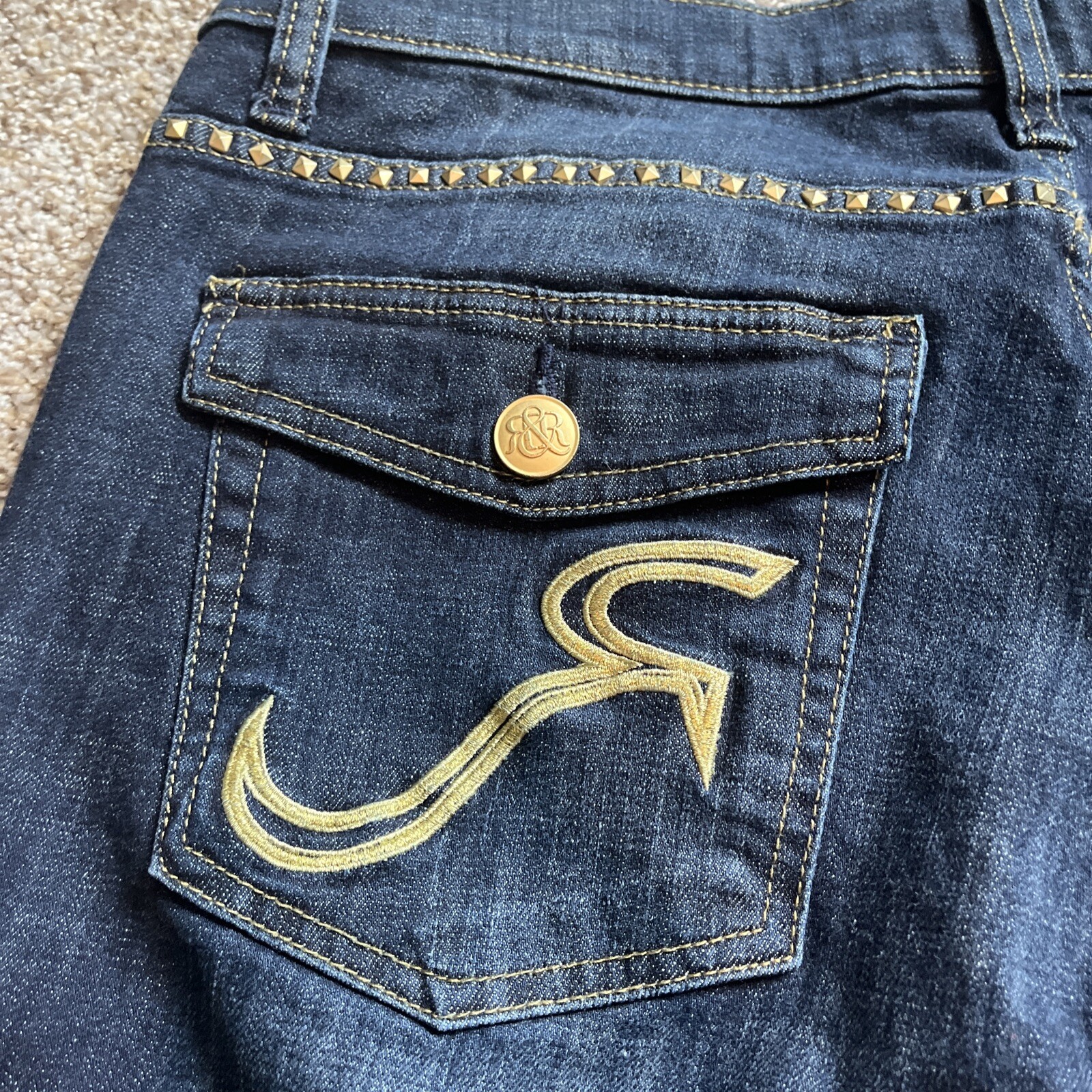 Rock Republic Kasandra Jeans Women's Size 16 Metal Studs Flap Pockets 34 X 31 - View 15