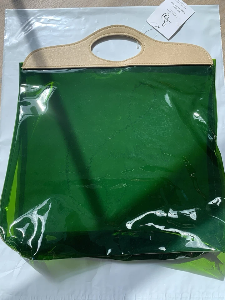 Bolso de Mano Sam Edelman Signature Verde PVC Transparente Regalo Nuevo con Etiquetas Foto 2 de 4
