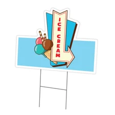 Ice Cream 4 Yard Sign & Stake outdoor plastic coroplast window