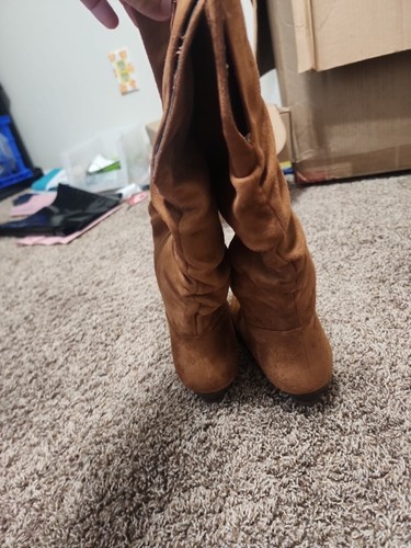 Amanda Dlaurie Womens Scrunch Boots Camel Round Toe Low Heel Side Zip 8M NWT - 第 6/6 張圖片