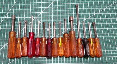 Vintage Estate Lot of 15 Xcelite Nut Drivers Hollow Shaft Various Sizes