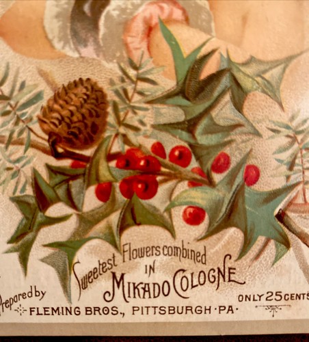 Mikado Köln Fleming Bros Pittsburgh PA viktorianische Sammelkarte Mädchen mit Stechpalme - Bild 2 von 4