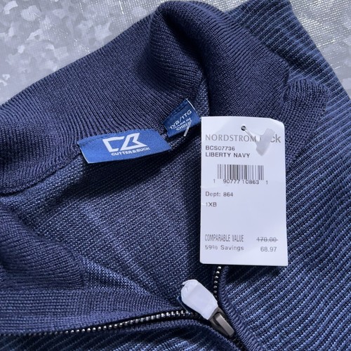 Cutter and Buck Sweater 1xB Mens Blue Merino Wool Blend New - Picture 5 of 6