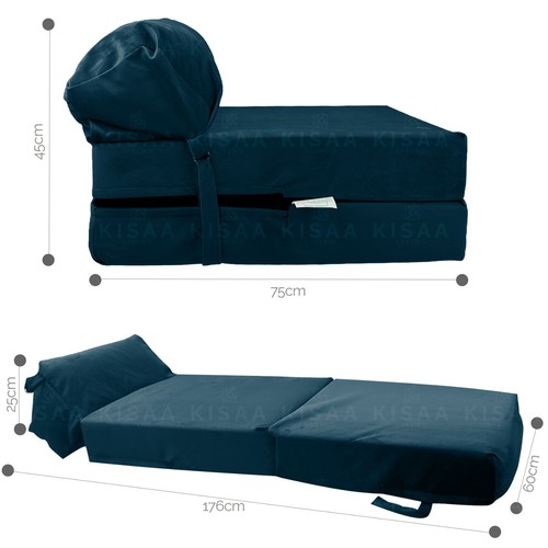 VELVET Fold Out Sofa Bed Sleep Over Guest Single Futon Sofa Z Bed Seat - Picture 31 of 37