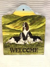 Animal Artworks-Dee Craig-English Springer Spaniel-&ldquo;Welcome&rdquo; Hanging Sign