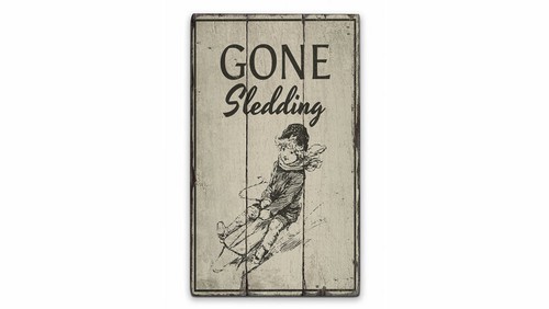 Sledding Novelty Distressed Sign, Personalized Wood Sign - Picture 2 of 2
