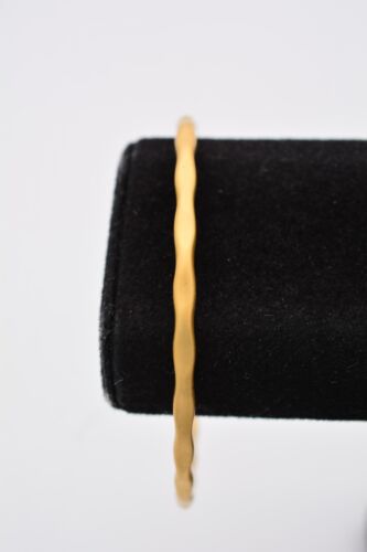 Vintage Bangle Bracelet Brushed Gold Matte Hammere