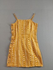 Forever 21 Women Dress XS Yellow Tribal Pattern Button Side Mini Sleeveless Fit