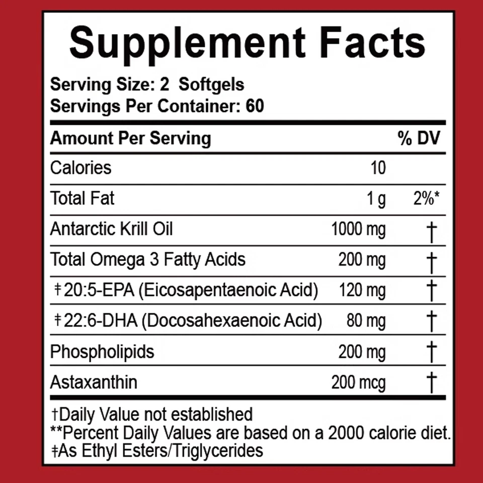 Aceite de Krill Antártico 1000mg con Omega-3s EPA DHA y Astaxantina 1 Pack Foto 3 de 3