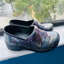Dansko Inked Multicolor Mules Clogs Slip On Size 38/US 7.5-8