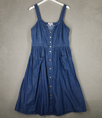 Draper James Eloquii Denim Dress Women's 16 Chambray Pin Up A-Line Button Up