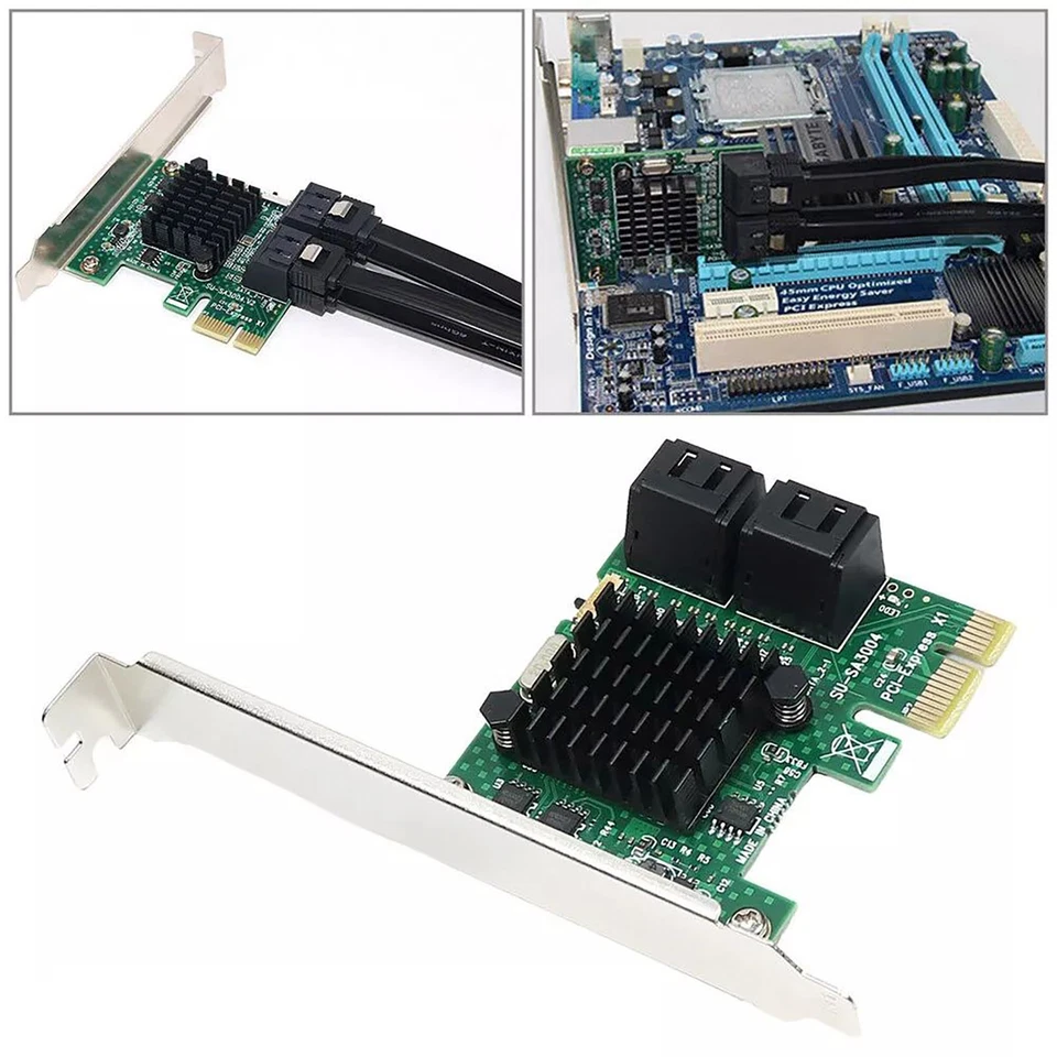 1X PCI Express SATA3.0 Interface 4 Port Extenders PCI-E X1/X4/X8/X16 6Gbps Card - Image 4 of 4