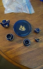 cobalt blue miniature tea set. Porcelain full set of 10