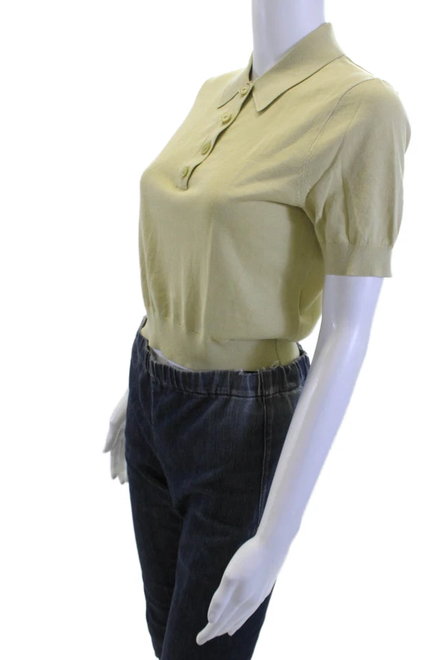 Polo básico de manga corta con cuello de algodón amarillo J Crew para mujer talla XS Foto 2 de 4