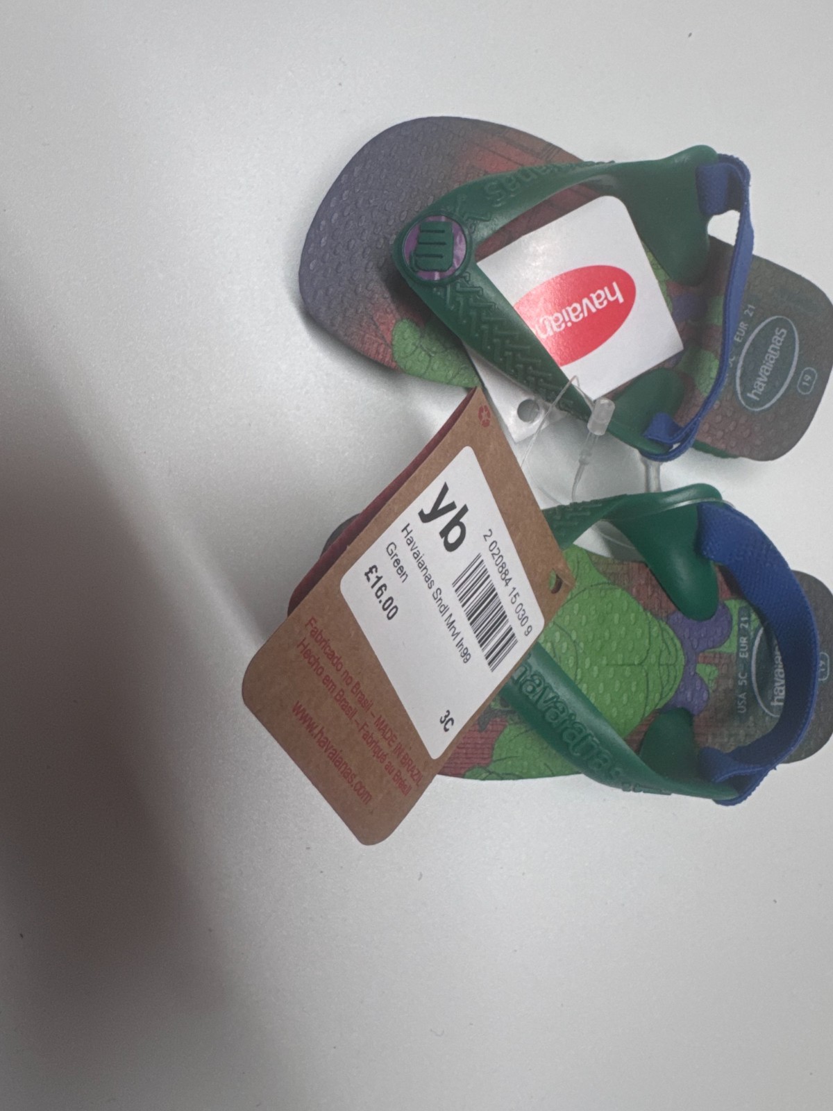 Havaianas Marvel Kids Sandals Green EU 21 UK 4.5 Flip Flops image 4