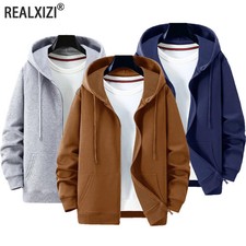 Men's casual sports zipper Hooded Jacket solid color Hooded Sweatshirts Men