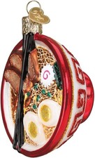 Elegant Glass Ramen Ornament in Chinese Red for Unique Christmas Decor