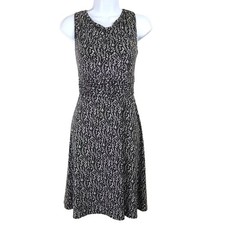 Eliza J Sleeveless A Line Brown White Floral Dress Sz 12 Petite