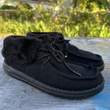 Hey Dude Women's Britt Total Black Faux Fur Lined Bootie US Size 9 - 935