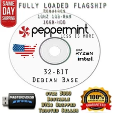Peppermint OS Flagship Debian 32-Bit Fully Loaded Bootable DVD Linux XFCE