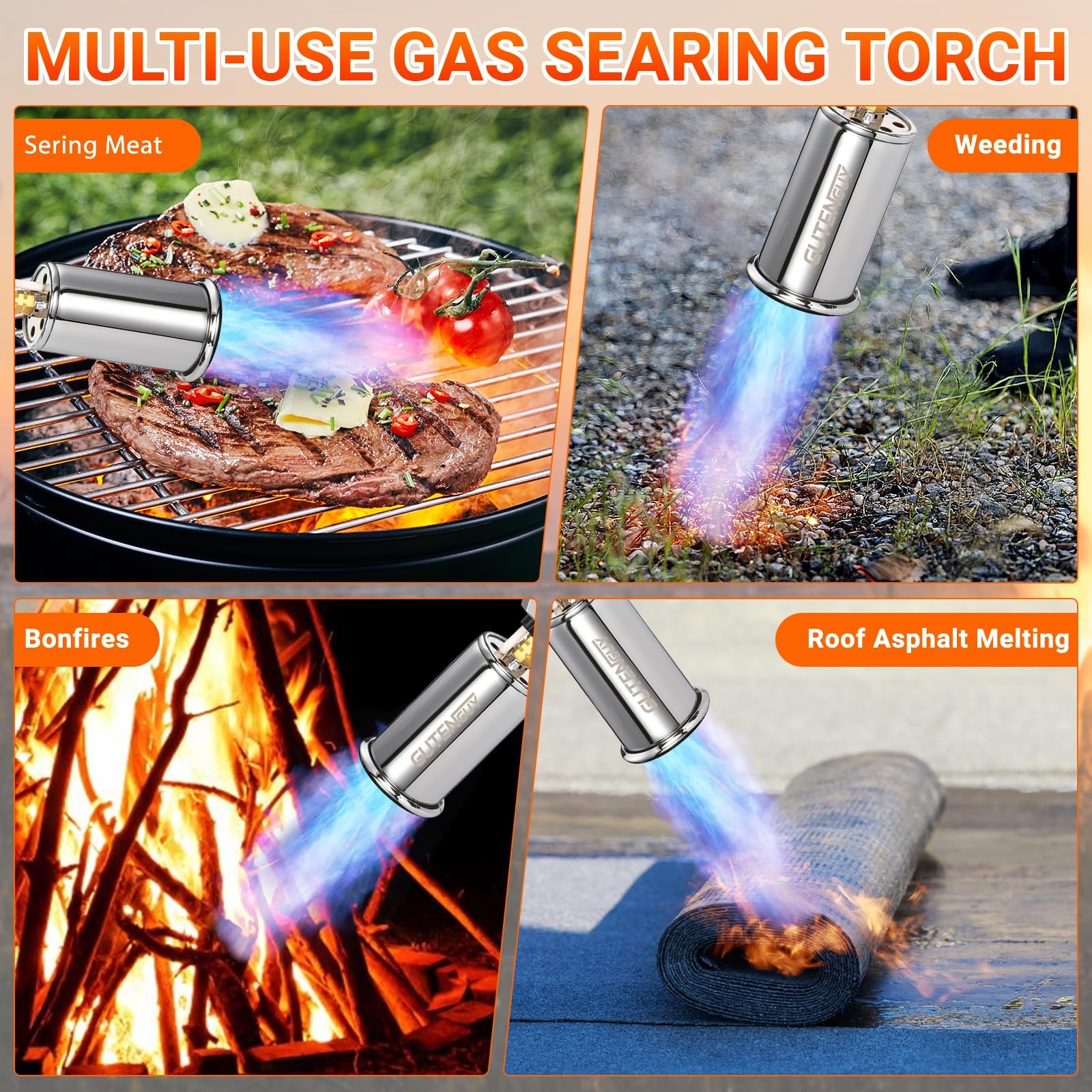 Propane Grill Torch Gun - Adjustable Flame BBQ Lighter for Cooking