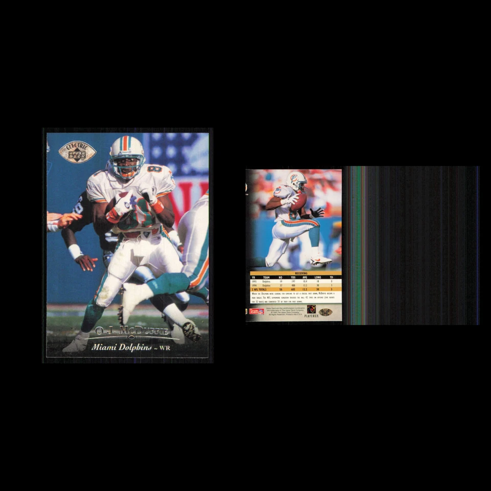 O.J. McDuffie #75 1995 Upper Deck Electric Miami Dolphins Football Card NFL NM - Image 3 of 3