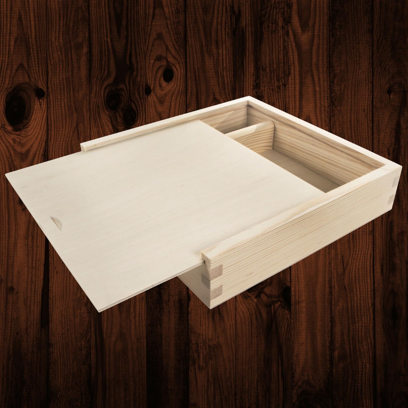 Keepsake Box for 6x4"" / 10x15 cm Photo Prints with USB Slot Plain Wood