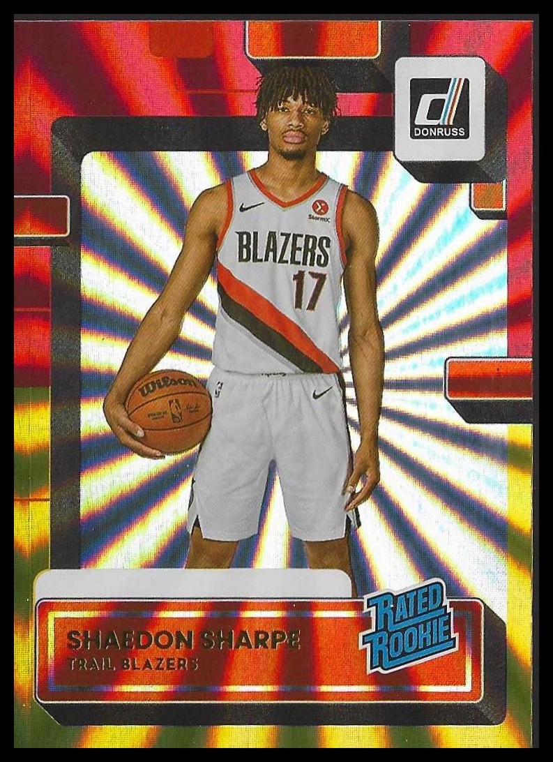 2022-23 Donruss #207 Shaedon Sharpe Holo Laser Red/Gold RR RC Portland