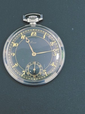 Vintage Svea Pocket Watch Black Dial Working Mechanical Swiss Style