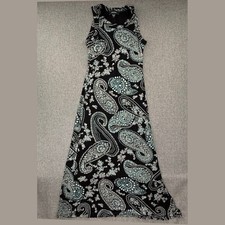 Karen Kane Midi Dress Paisley Sleeveless Scoop Neck Lined Small Made in USA