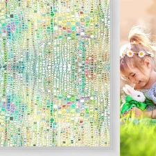 Window Privacy Film 3D Rainbow Static Clings Bathroom Stained Glass Decorativ...