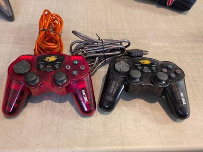 Mad Catz Controller Dual Force for Playstation 1 & 2 PS1 PS2 Lot Of 2 Red Black