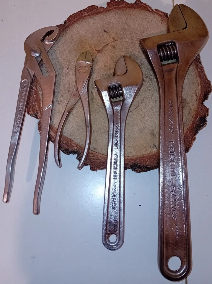 Ancien lot 4 Outils FACOM, Pince Multi, Coupante, Clé à Molette, - Photo 2/4