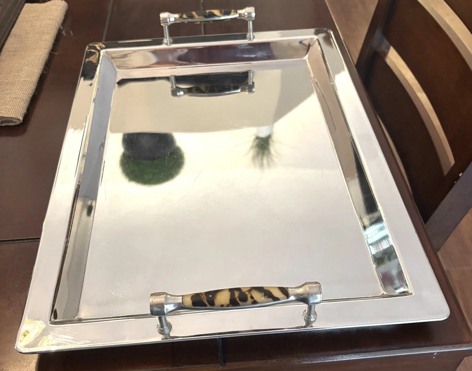 Bandeja vintage Ralph Lauren Wentworth con asas, detalles de caparazón de tortuga, RL Foto 4 de 4