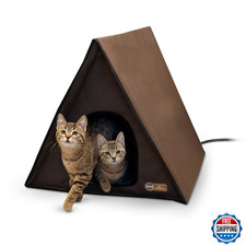 K H Pet Products A-Frame Heated Outdoor Cat House Large Weatherproof Shelter 20W