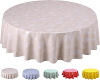 Wachstuch Tischdecke Abwaschbar Rund 140Cm BläTter Beige