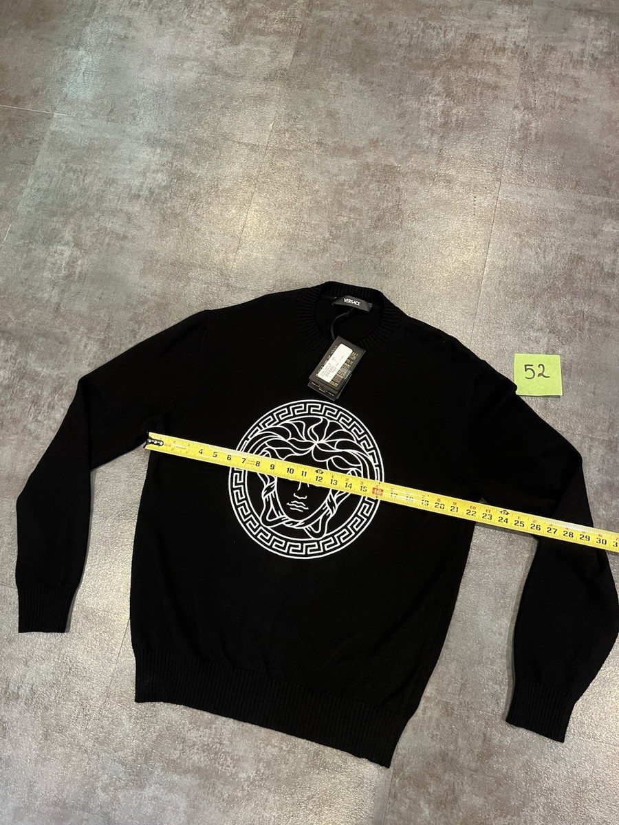 $1175 VERSACE Sweater Black Medusa Embroidery Crew Neck Pullover Size IT 52 /XL View 6