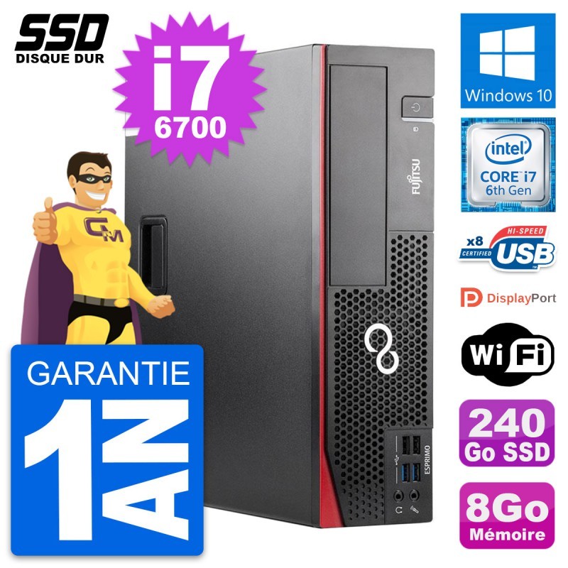 PC Fujitsu Esprimo D556 DT Intel Core i7-6700 RAM 8Go SSD 240Go Windows 10 Wifi