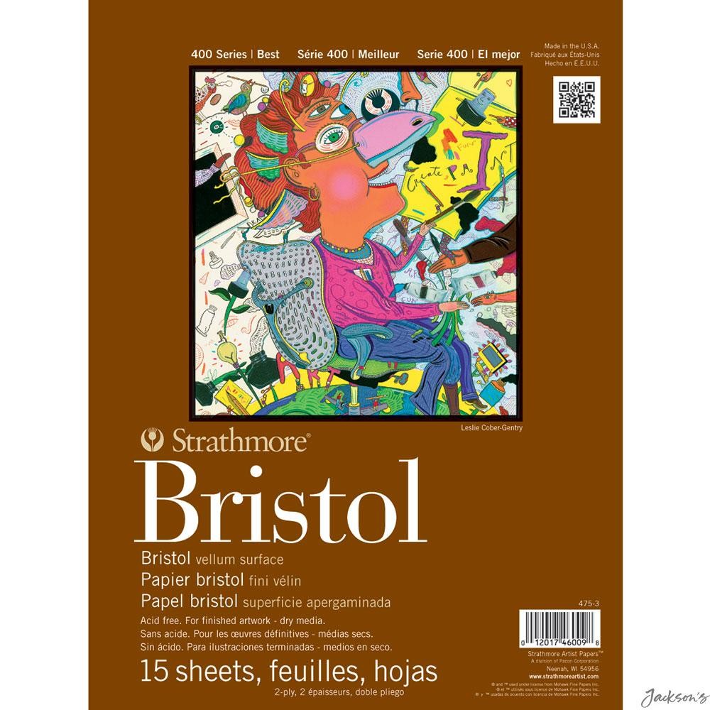Strathmore 400 Series Bristol Pad 2-Ply Vellum 9x12in 15 Sheets Drawing Art P...